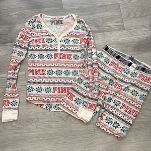 Victorias Secret PINK Holiday Christmas Thermal Pajamas